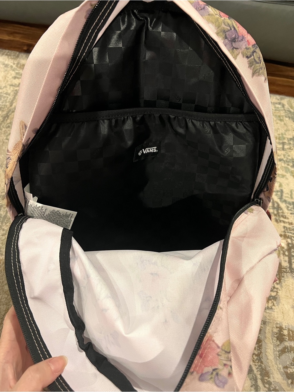 Vans Old Skool Drop V Backpack Light Pink Floral Kitten Print - Picture 9 of 10